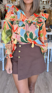 Karlie | Chocolate Denim Wrap Skort
