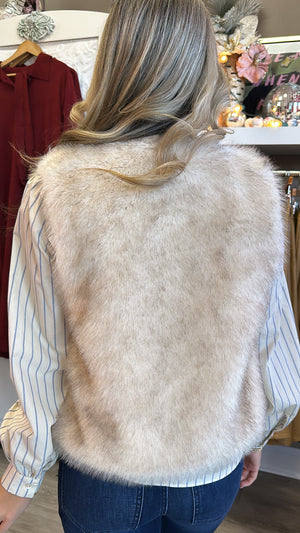 Off White Fuzzy Fur Vest