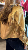 Karlie Gold Metallic Pleather Fringe Jacket