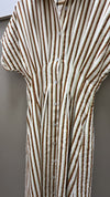THML Brown Striped Button Down Midi Dress (1 MEDIUM)