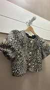 Black Button Down Puff Sleeve Top (1 LARGE)