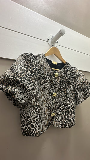 Black Button Down Puff Sleeve Top (1 LARGE)