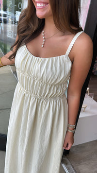 Moon River | Cream V-Neck Sleeveless Midi Dress