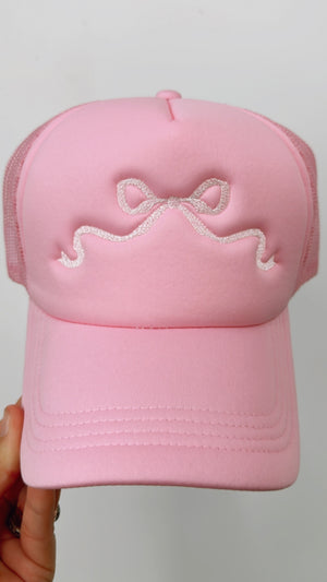 Pink w/ White Bow Trucker Hat