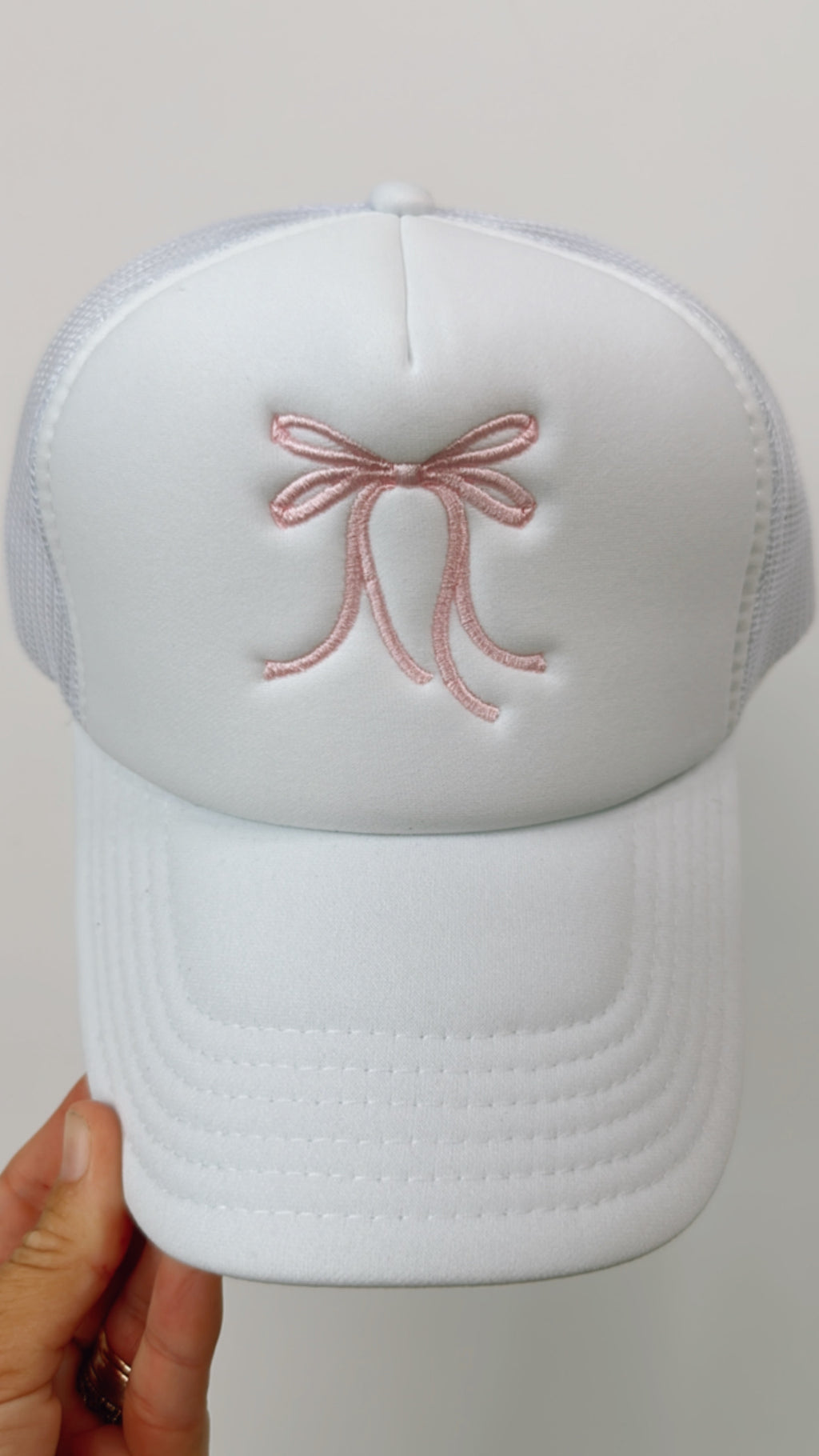 White w/ Pink Bow Trucker Hat