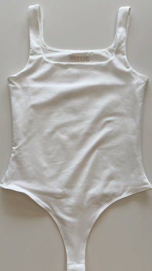 Karlie White Square Neck Tank Bodysuit (SMALL)