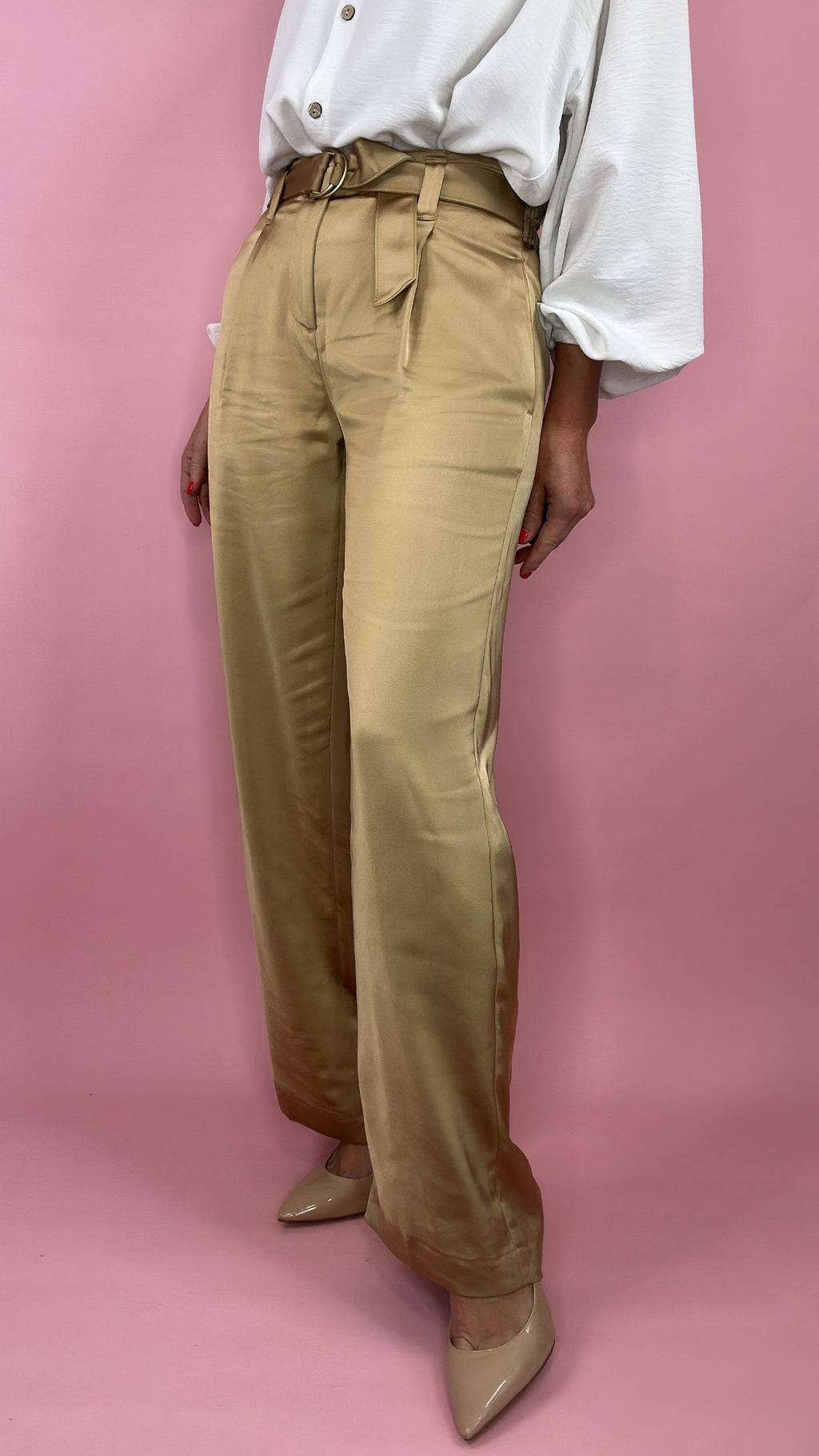 Liverpool Gold Silky Belted Paperbag Pant