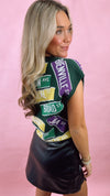 Queen of Sparkles Dark Green Nola Street Signs Knit Top