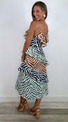 English Factory Zebra Print Colorblocked Slip Dress