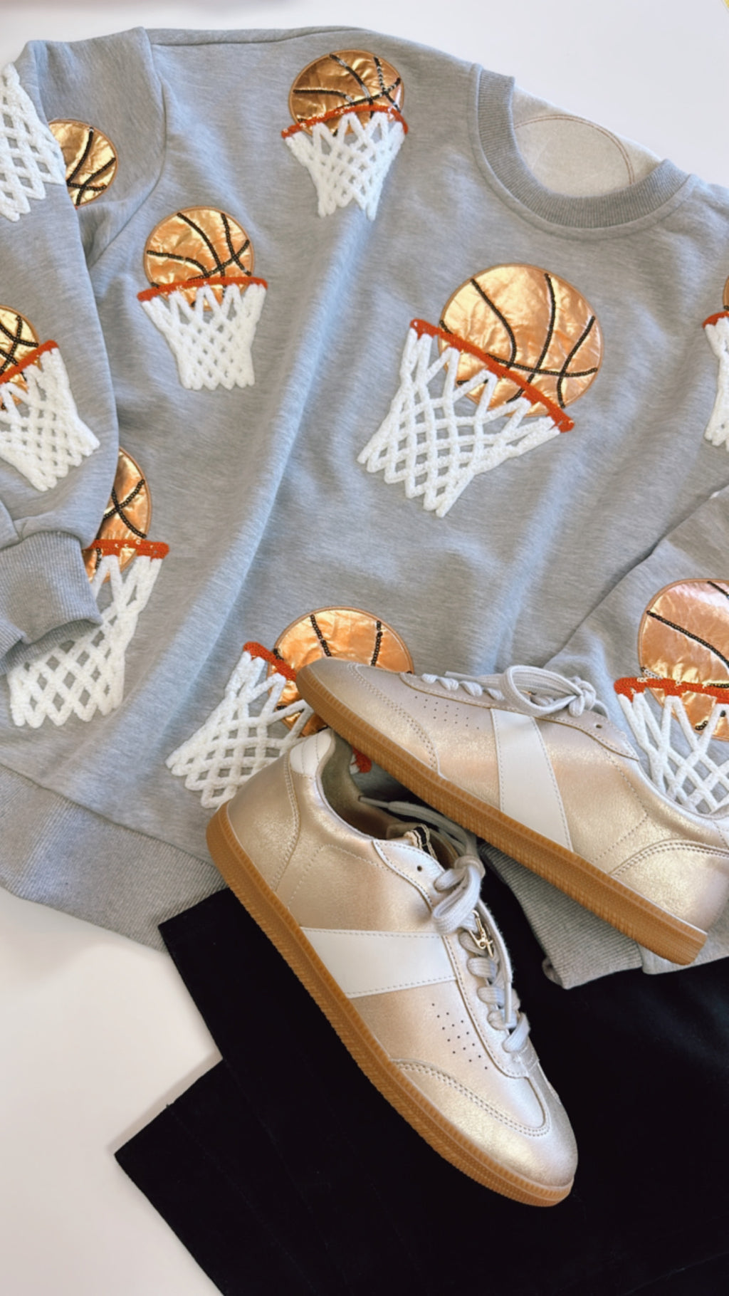 Queen of Sparkles Grey Basketball Hoop Sweatshirt