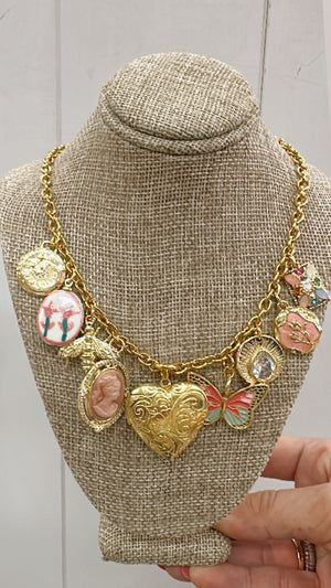 Janey Bee Jems Pink Charm Necklace