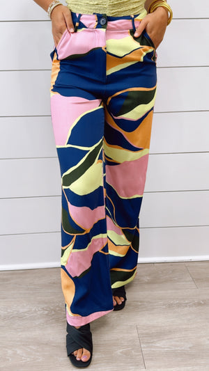 FRNCH Bridgett Abstract Pants (SMALL)