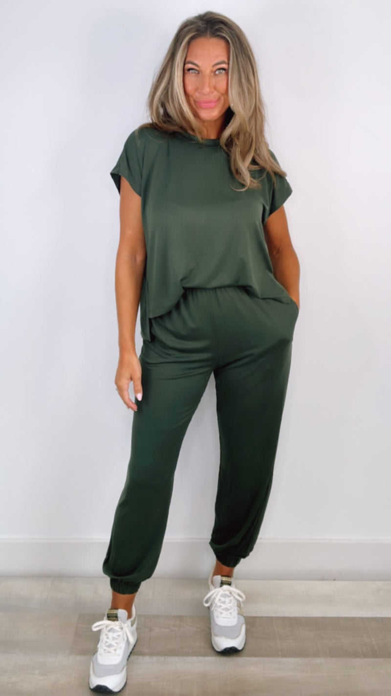 Olive T-Shirt One Piece Jumpsuit