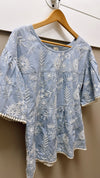 Ivy Jane Blue Tiered Embroidered Top