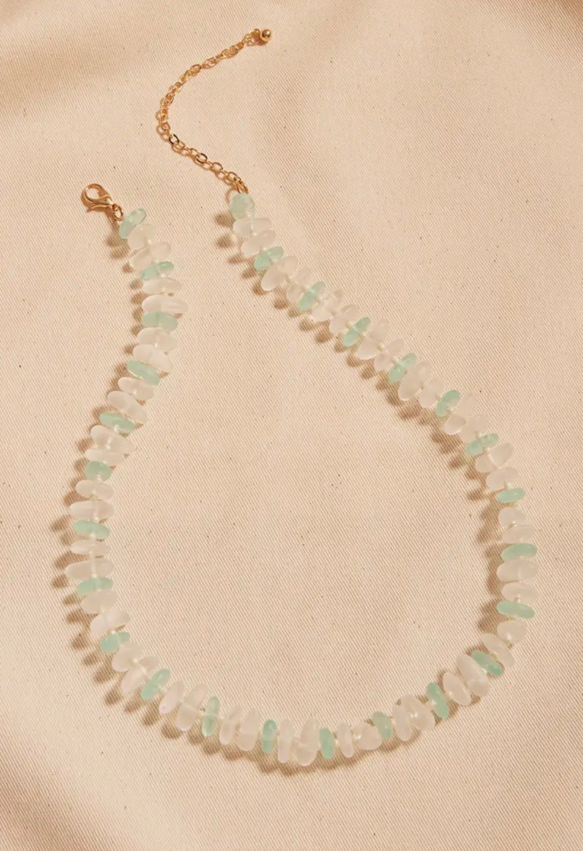 White Seaglass Beaded Short Necklace