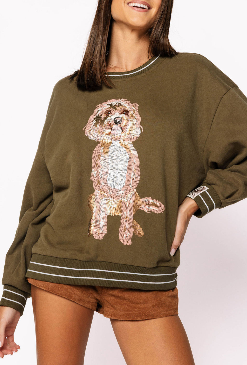 Queen of Sparkles Olive Doodle Sweatshirt