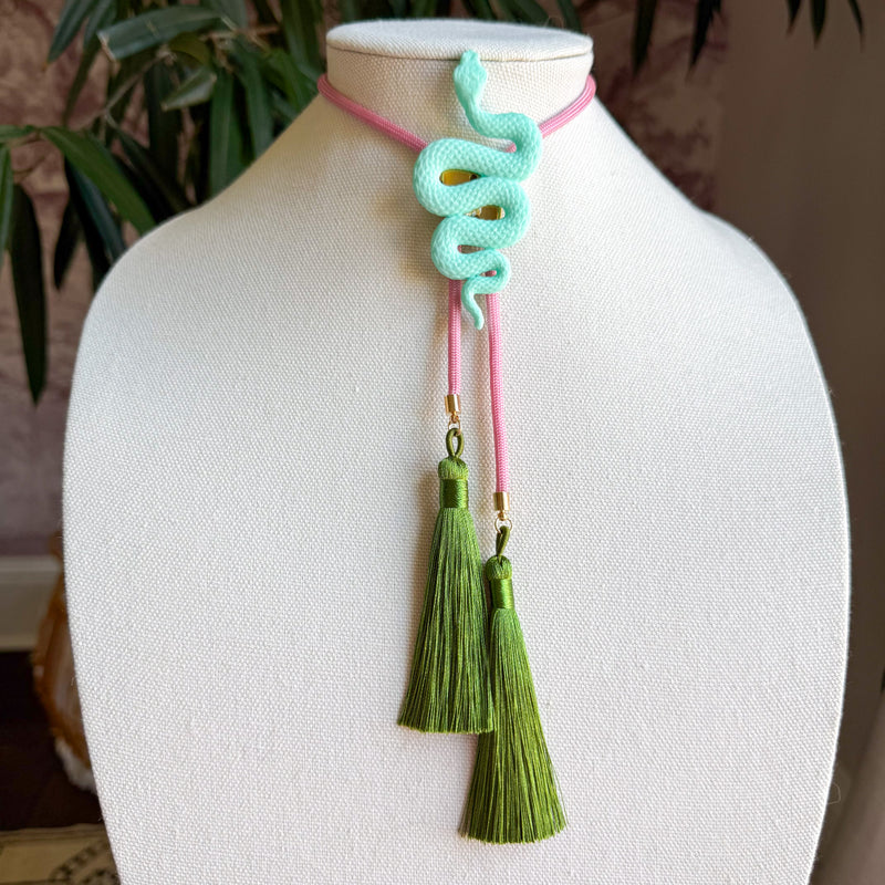 Snake Bolo Turquoise with Bubblegum Pink & Olive (1 LEFT)
