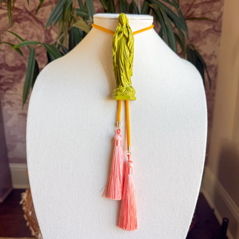 Mother Mary Statue Bolo Olive Green w/ Golden Yellow & Peach (1 LEFT)