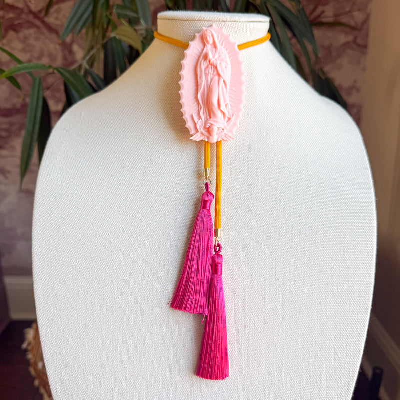 Our Lady of Glitterati Bolo Blush Pink w/ Golden Yellow & Fuchsia (1 LEFT)
