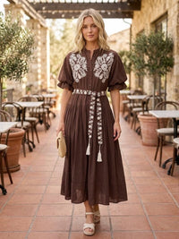 Ivy Jane | Marisa Brown Embroidered Maxi