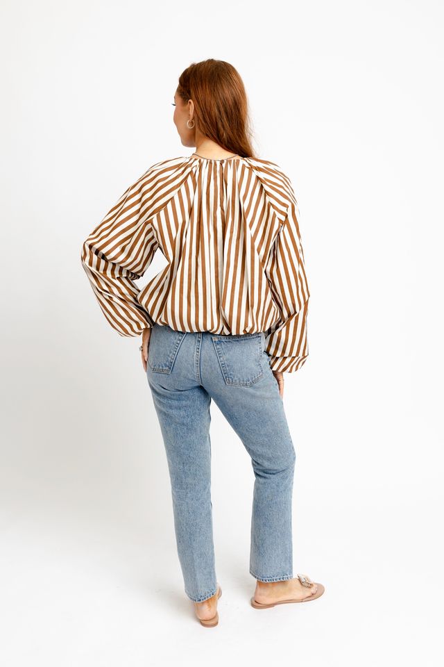 Karlie | Stripe Menswear Poplin Bubble Top