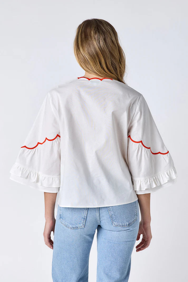 Crosby Ity Blouse in Ivory w/Embroidery