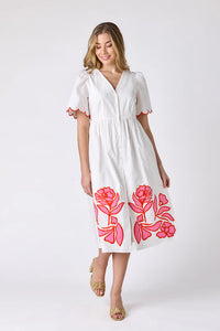 Crosby Luca Dress in Ivory w/ Embroidery