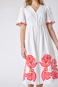 Crosby Luca Dress in Ivory w/ Embroidery