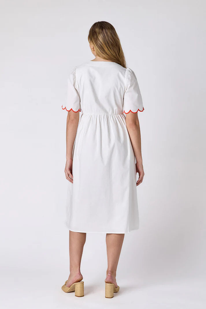 Crosby Luca Dress in Ivory w/ Embroidery