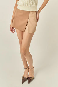 English Factory | Tan/Beige Colorblock Skort