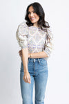 Karlie Boho Floral Crochet Sleeve Top