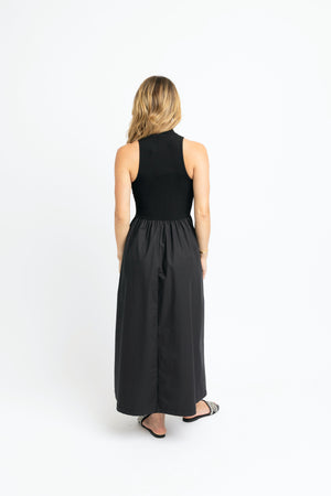 Karlie Black Solid 2Fer Midi Dress