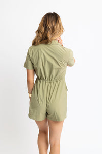 Karlie | Olive Performance Cinch Waist Romper
