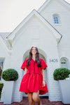 Karlie Red Contrast Embroidered Dress