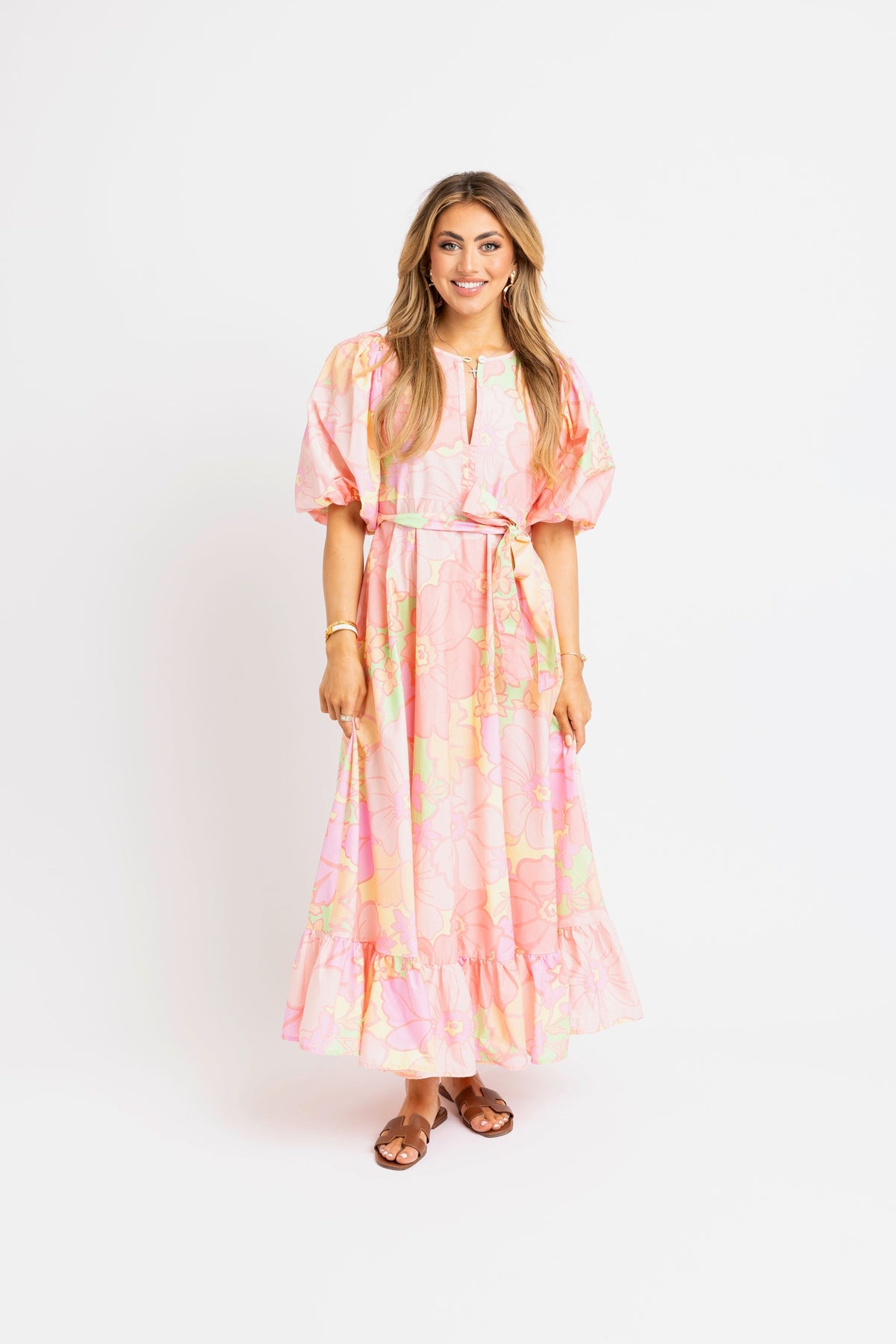 Karlie | Big Floral Pastel Maxi w/ Ties