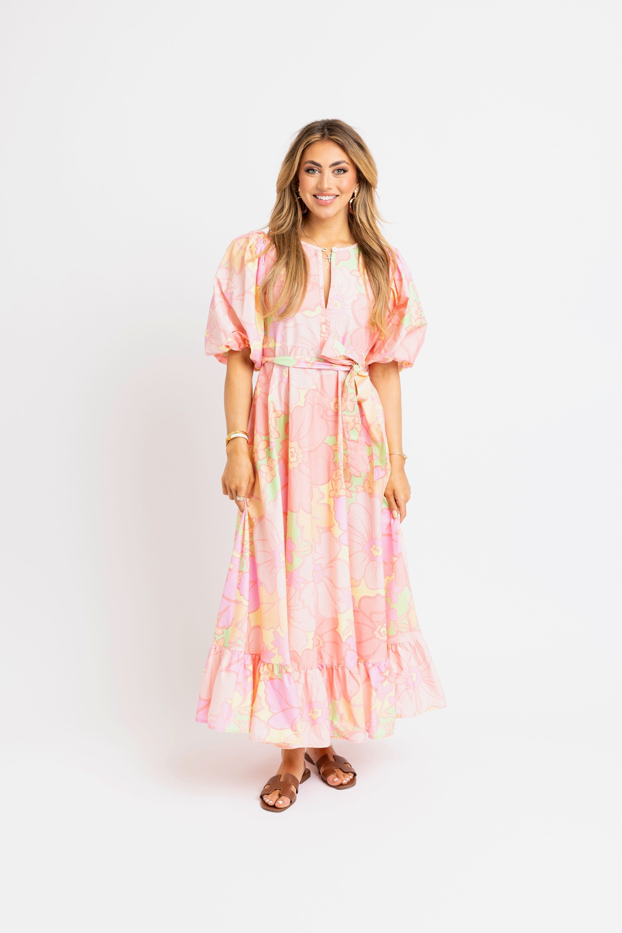 Karlie | Big Floral Pastel Maxi w/ Ties