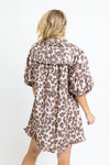 Karlie Leopard Puff Sleeve Denim Dress