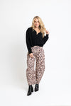 Karlie Denim Leopard Barrel Pants