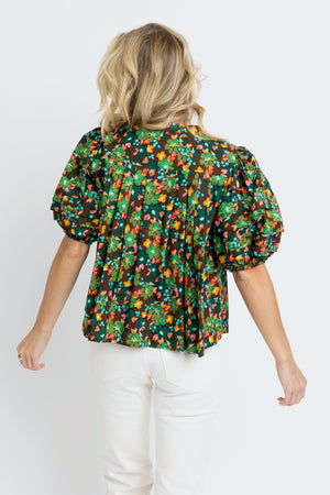 Karlie Floral Pleat Sleeve Top