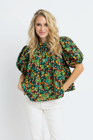 Karlie Floral Pleat Sleeve Top