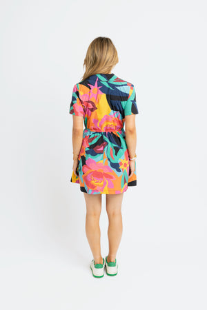Karlie Big Floral Zip Up Athleisure Dress