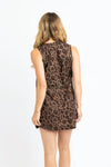 Karlie: Leopard + Vintage Gold Button Dress