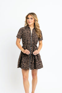 Karlie Leopard Cinch Waist Weekend Dress (LARGE)