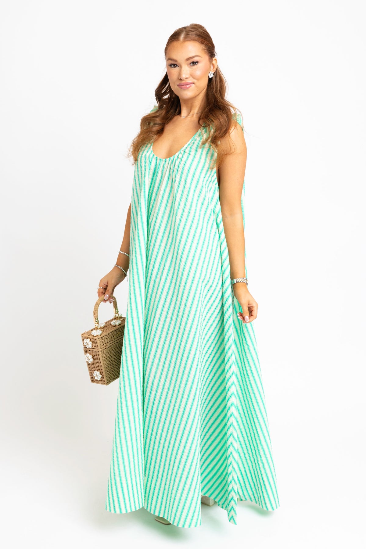 Karlie | Green Seersucker Scoop Maxi (1 MEDIUM)