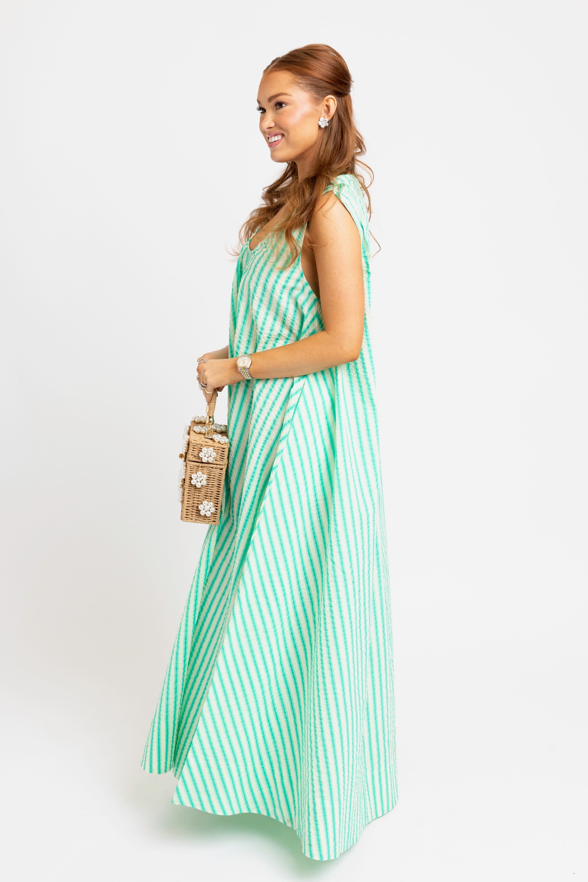 Karlie | Green Seersucker Scoop Maxi (1 MEDIUM)