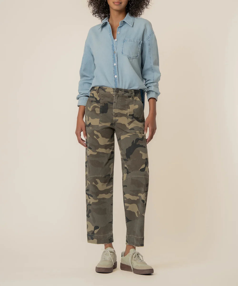 KUT | Ashton Wide Leg Barrel in Olive Camo