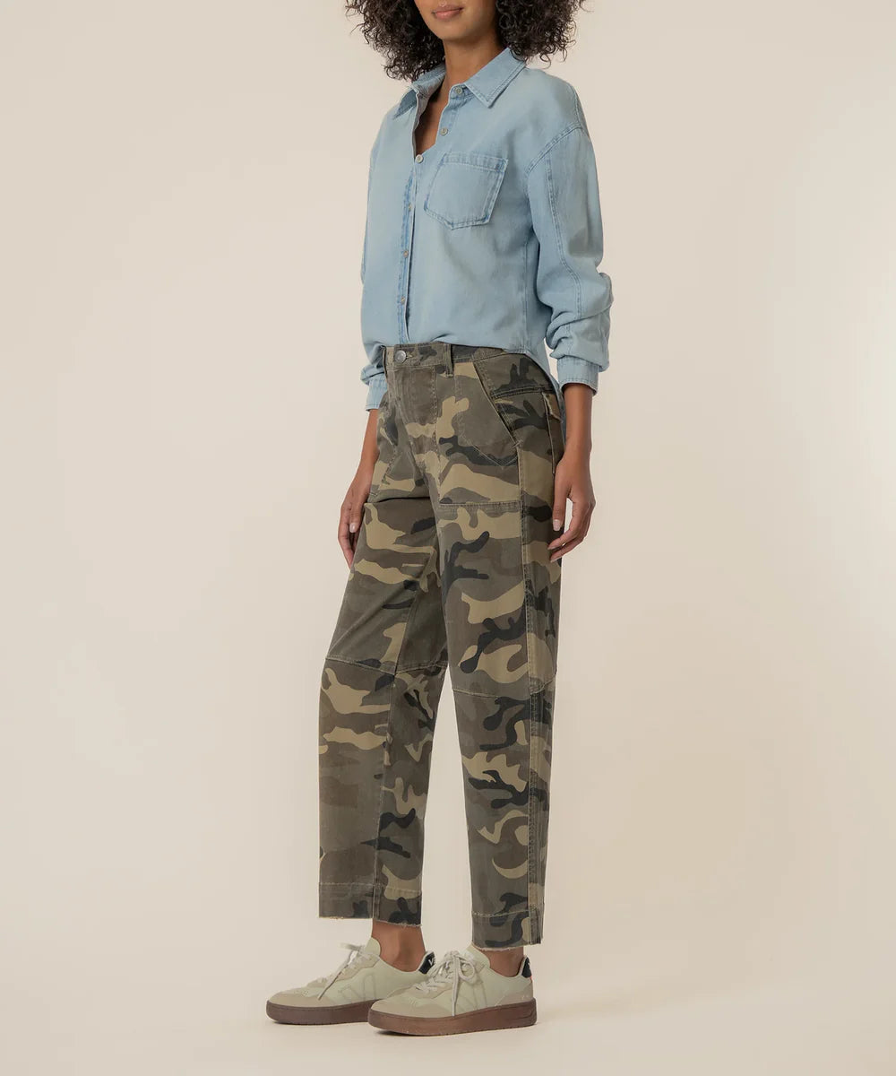 KUT | Ashton Wide Leg Barrel in Olive Camo