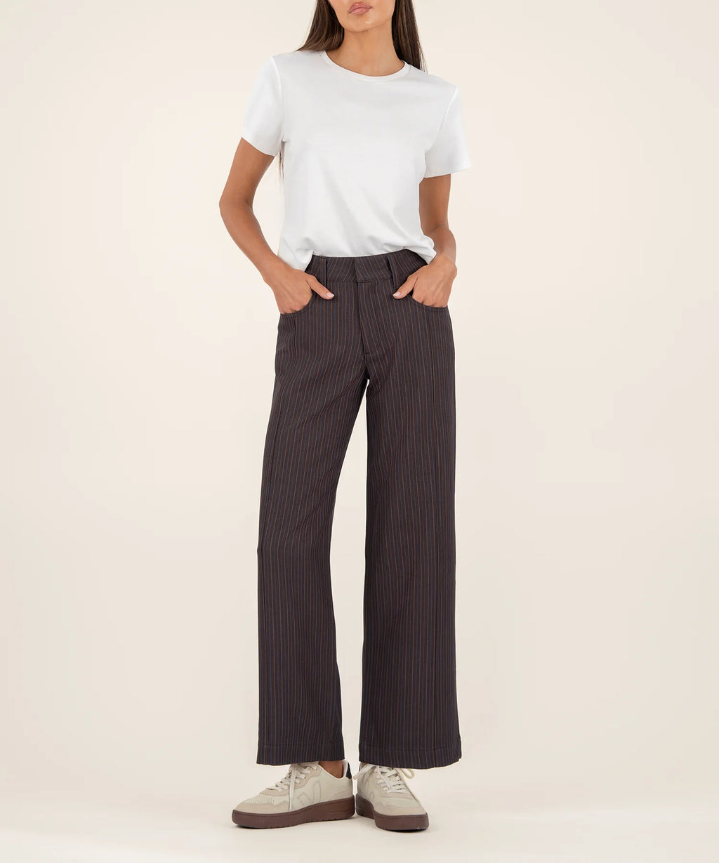 Charlotte High Rise Wide Leg in Chocolate Stripe