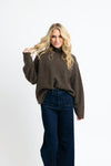 Karlie Solid Chocolate Turtleneck Sweater (1 MEDIUM)