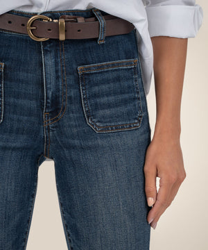 Kut Ana High Rise Flare w/ Patch Pockets in Deductive Wash